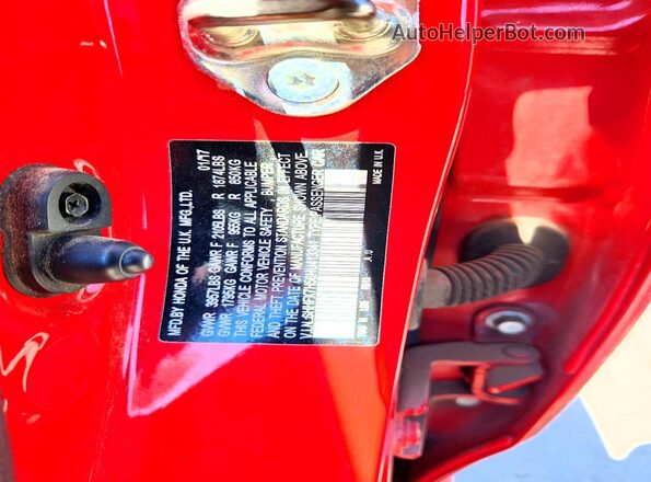 SHHFK7H56HU413341 2017 HONDA CIVIC Red Вид наклейки з VIN-кодом