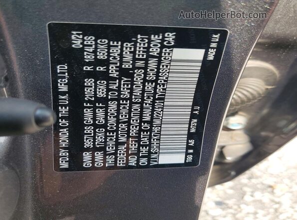 SHHFK7H61MU224101 2021 HONDA CIVIC Gray Вид підкапотного простору