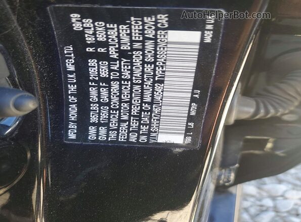 SHHFK7H67LU405492 2020 HONDA CIVIC Black ძრავის განყოფილების ხედი
