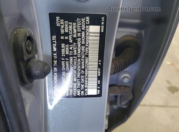SHHFK7H69KU228667 2019 HONDA CIVIC Blue Вид підкапотного простору