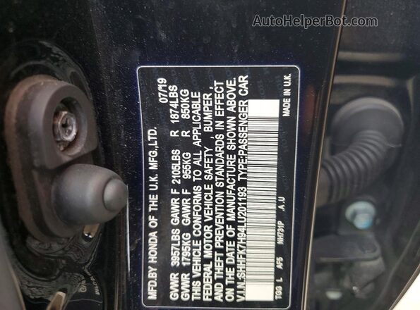 SHHFK7H94LU201193 2020 HONDA CIVIC Black ძრავის განყოფილების ხედი