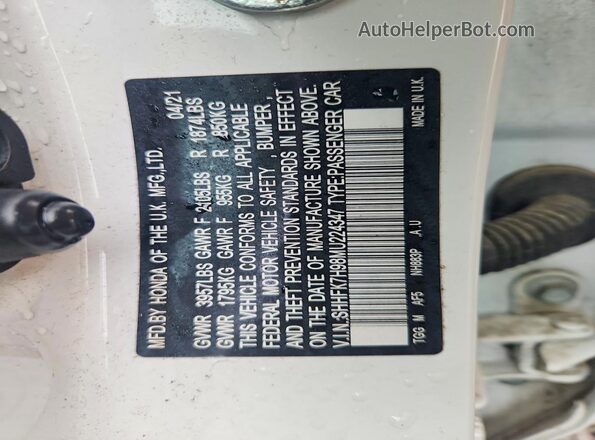 SHHFK7H98MU224347 2021 HONDA CIVIC White Вид підкапотного простору