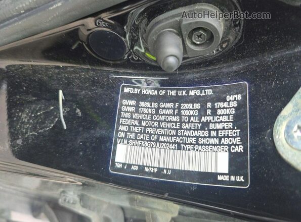 SHHFK8G79JU202441 2018 HONDA CIVIC Black 