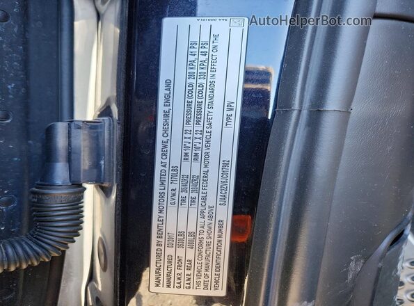 SJAAC2ZV5JC017982 2018 BENTLEY BENTAYGA Black VIN կոդի պիտակի տեսք