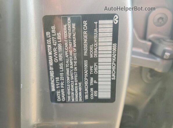 SJKCH5CP1KA010655 2019 INFINITI QX30 Gray Vista del compartimento del motor