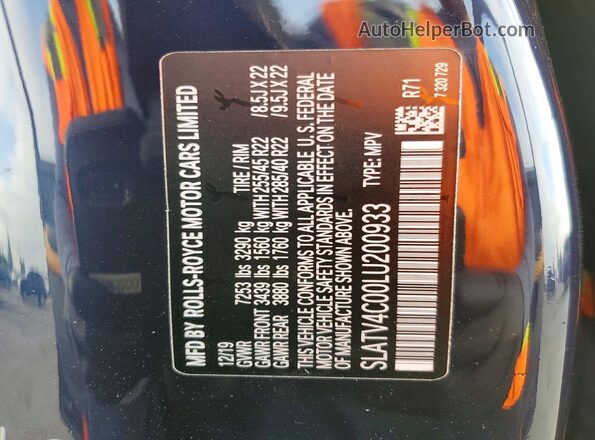 SLATV4C00LU200933 2020 ROLLS-ROYCE CULLINAN Black Շարժիչի բաժամունքի տեսք