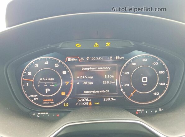 TRUAEAFV6M1004364 2021 AUDI TT White Instrument cluster view