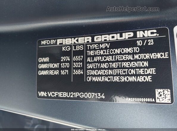 VCF1EBU21PG007134 2023 FISKER OCEAN Blue Вид підкапотного простору
