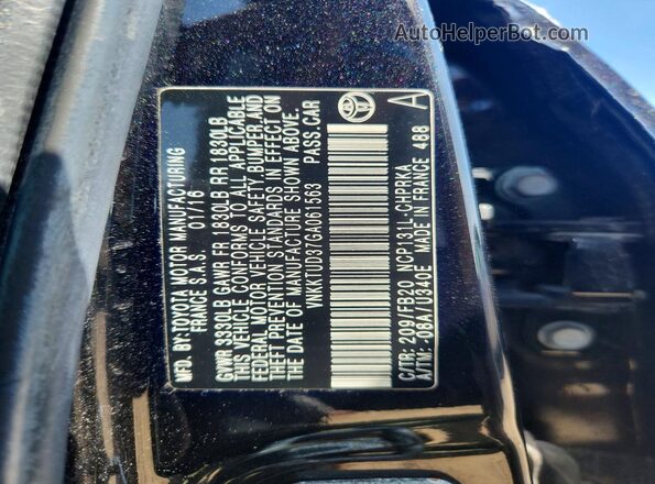 VNKKTUD37GA061563 2016 TOYOTA YARIS Black VIN sticker view