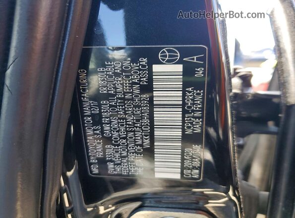 VNKKTUD38HA083928 2017 TOYOTA YARIS Black Vista de la etiqueta del VIN