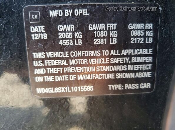 W04GL6SX1L1015585 2020 BUICK REGAL Черный Вид подкапотного пространства