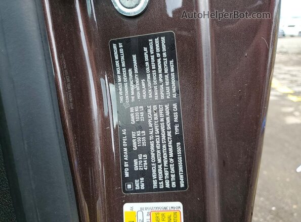 W04WT3N55GG155078 2016 BUICK CASCADA Brown Շարժիչի բաժամունքի տեսք