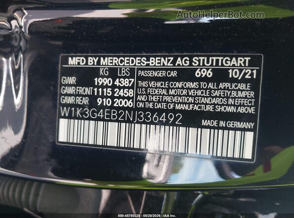 W1K3G4EB2NJ336492 2022 MERCEDES-BENZ A 220 Black Widok komory silnika