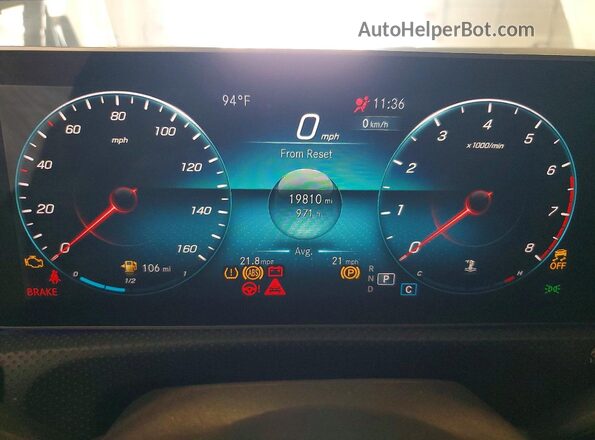 W1K3G4EB3LJ202216 2020 MERCEDES-BENZ A Black Вид щитка приладів