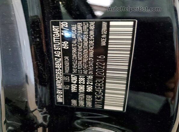 W1K3G4EB3LJ202216 2020 MERCEDES-BENZ A Black Вид наклейки з VIN-кодом