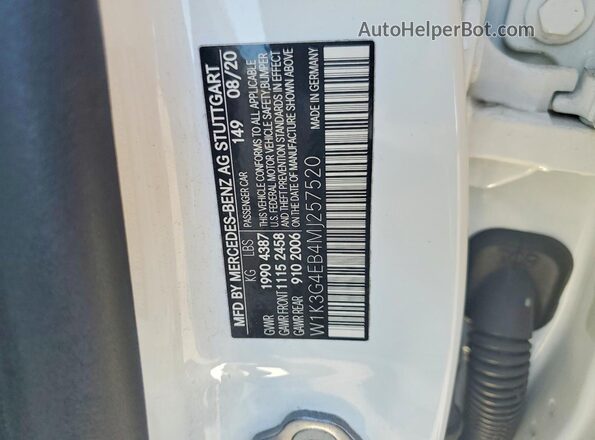 W1K3G4EB4MJ257520 2021 MERCEDES-BENZ A White Շարժիչի բաժամունքի տեսք