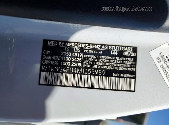 W1K3G4FB4MJ255989 2021 MERCEDES-BENZ A White Engine compartment view