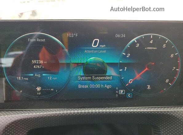W1K3G4FB7MJ298531 2021 MERCEDES-BENZ A Red Սարքավորումների վահանակի տեսք