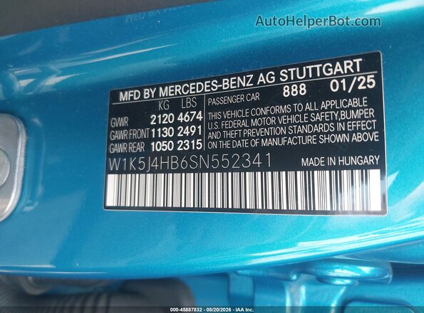W1K5J4HB6SN552341 2025 MERCEDES-BENZ CLA-CLASS Blue Widok komory silnika