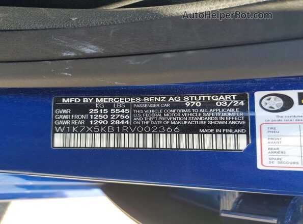 W1K7X5KB1RV002366 2024 MERCEDES-BENZ AMG Blue Vista del compartimento del motor