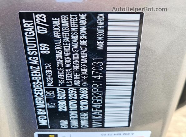 W1KAF4GB2PR147031 2023 MERCEDES-BENZ C Gray Вид підкапотного простору