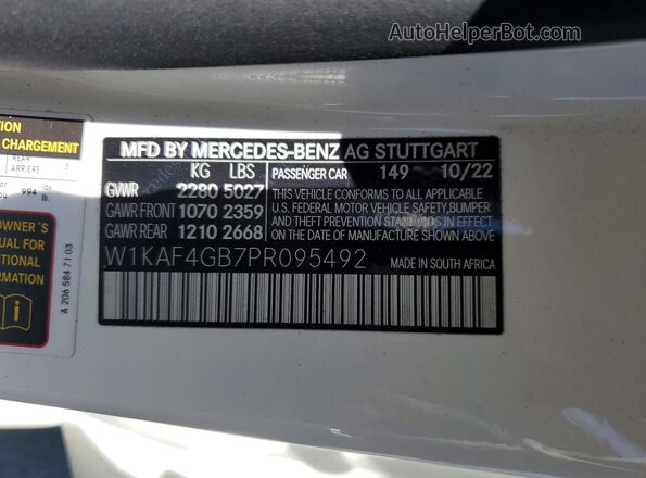 W1KAF4GB7PR095492 2023 MERCEDES-BENZ C White Вид підкапотного простору