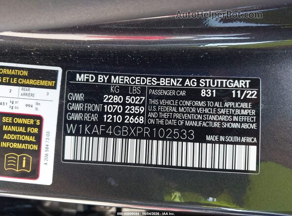 W1KAF4GBXPR102533 2023 MERCEDES-BENZ C-CLASS Черный Вид подкапотного пространства