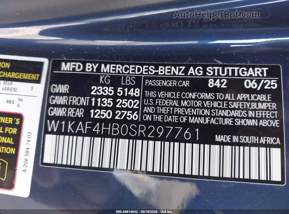 W1KAF4HB0SR297761 2025 MERCEDES-BENZ C-CLASS Blue Widok komory silnika