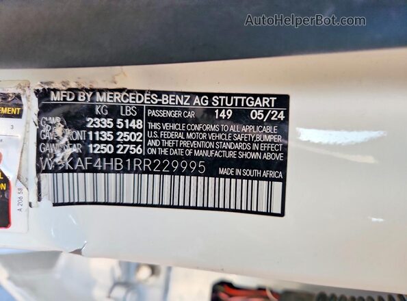 W1KAF4HB1RR229995 2024 MERCEDES-BENZ C White Engine compartment view