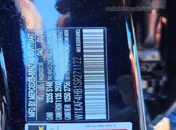 W1KAF4HB1SR271122 2025 MERCEDES-BENZ C Black 