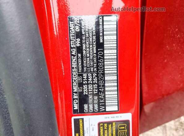 W1KAF4HB2PR086701 2023 MERCEDES-BENZ C Red Вид підкапотного простору