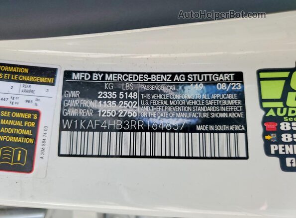 W1KAF4HB3RR164857 2024 MERCEDES-BENZ C White Widok komory silnika
