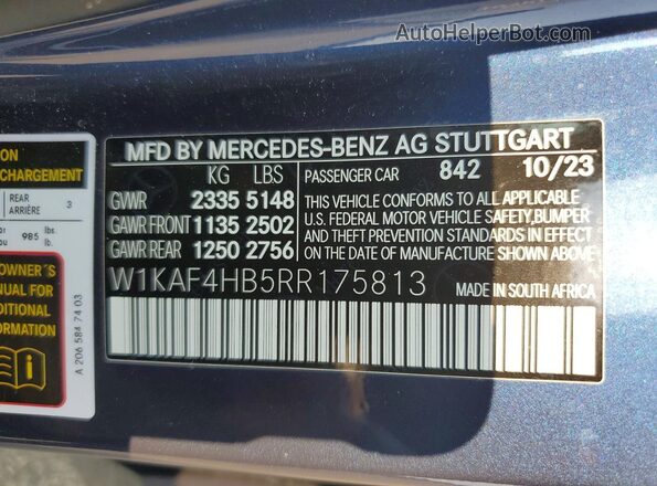 W1KAF4HB5RR175813 2024 MERCEDES-BENZ C Синий Вид подкапотного пространства