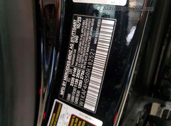W1KAF4HB5RR182521 2024 MERCEDES-BENZ C Black Widok naklejki z numerem VIN