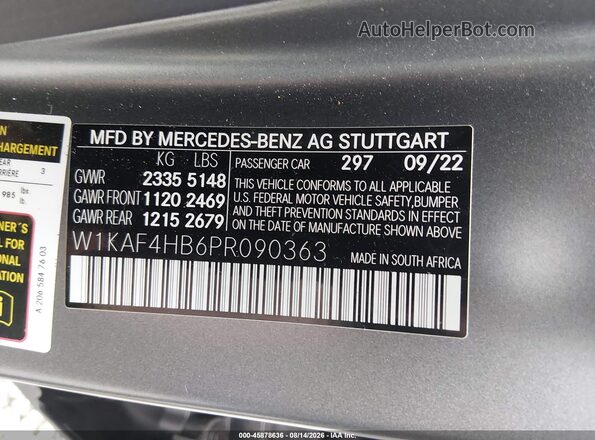 W1KAF4HB6PR090363 2023 MERCEDES-BENZ C-CLASS Gray Вид підкапотного простору