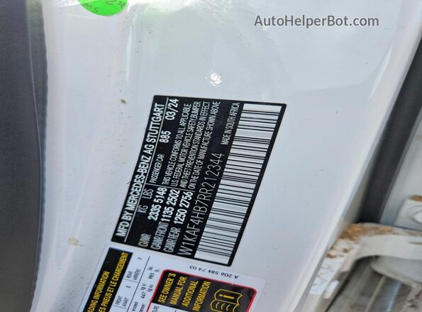 W1KAF4HB7RR212344 2024 MERCEDES-BENZ C White Engine compartment view