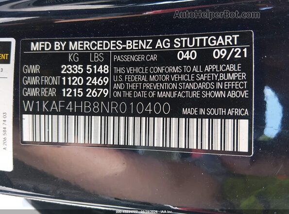 W1KAF4HB8NR010400 2022 MERCEDES-BENZ C-CLASS Black Widok komory silnika