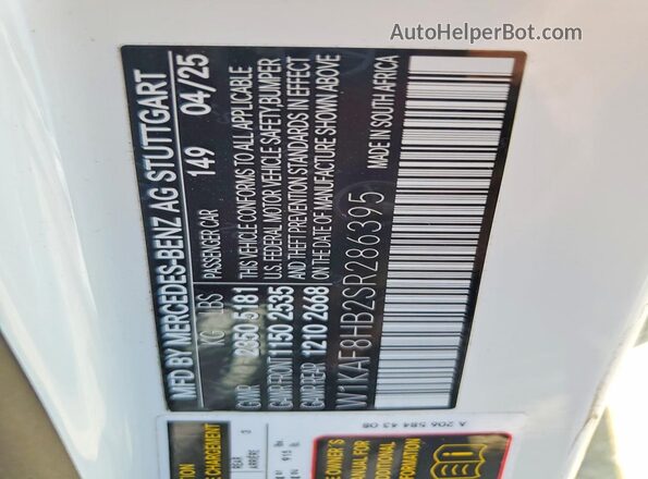 W1KAF8HB2SR286395 2025 MERCEDES-BENZ C White Вид підкапотного простору