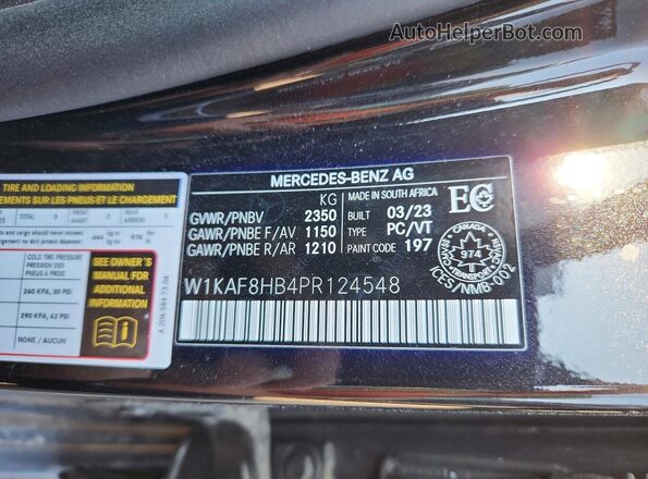 W1KAF8HB4PR124548 2023 MERCEDES-BENZ C Black Вид наклейки з VIN-кодом