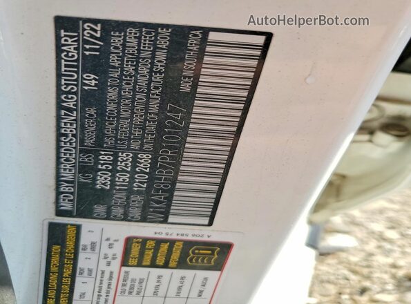 W1KAF8HB7PR101247 2023 MERCEDES-BENZ C White 