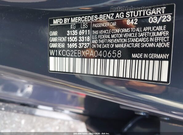 W1KCG2EBXPA040658 2023 MERCEDES-BENZ EQS 450 Blue ძრავის განყოფილების ხედი