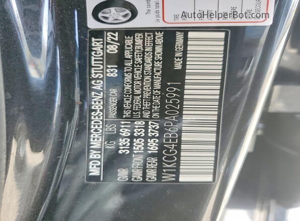 W1KCG4EB6PA025991 2023 MERCEDES-BENZ EQS Black Вид наклейки з VIN-кодом