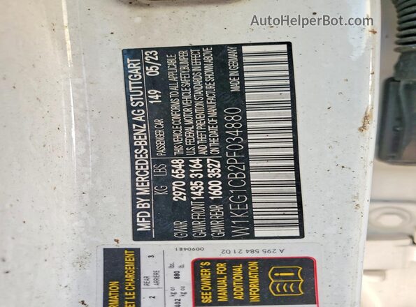 W1KEG1CB2PF034880 2023 MERCEDES-BENZ EQE White VIN sticker view