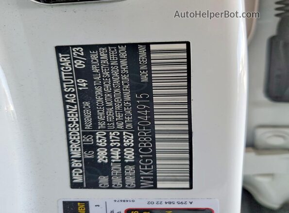 W1KEG1CB8RF044915 2024 MERCEDES-BENZ EQE White Vista del compartimento del motor
