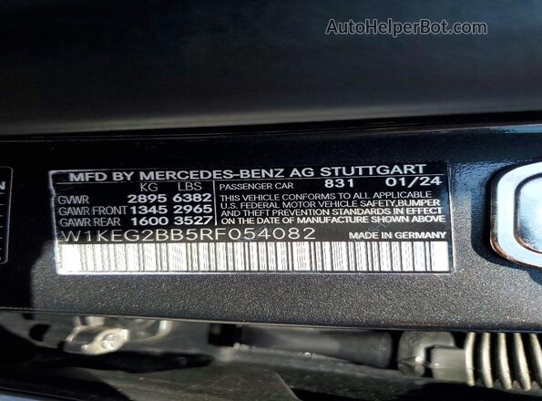 W1KEG2BB5RF054082 2024 MERCEDES-BENZ EQE Gray Вид наклейки з VIN-кодом