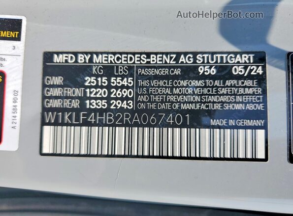 W1KLF4HB2RA067401 2024 MERCEDES-BENZ E Серый Вид подкапотного пространства