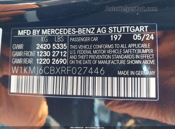 W1KMJ6CBXRF027446 2024 MERCEDES-BENZ AMG CLE 53 Black Engine compartment view