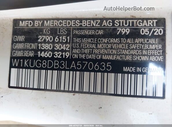 W1KUG8DB3LA570635 2020 MERCEDES-BENZ S-CLASS White Շարժիչի բաժամունքի տեսք