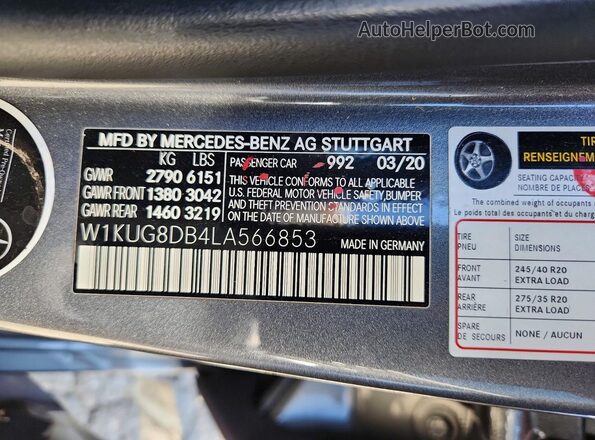W1KUG8DB4LA566853 2020 MERCEDES-BENZ S Серый Вид подкапотного пространства