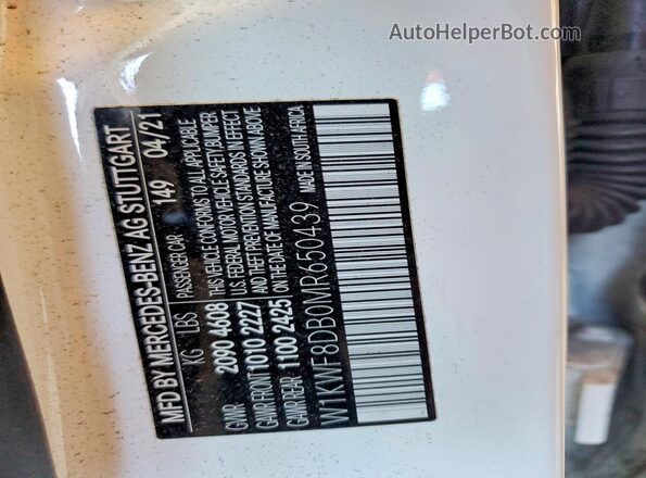 W1KWF8DB0MR650439 2021 MERCEDES-BENZ C White Engine compartment view